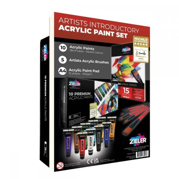 σετ ζωγραφικής ακρυλικών χρωμάτων zieler acrylic painting introductory set 16 τεμαχίων - Zieler