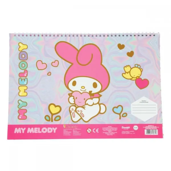 Μπλοκ ζωγραφικής 23x33cm my melody 40 φύλλα με αυτοκόλλητα - Diakakis