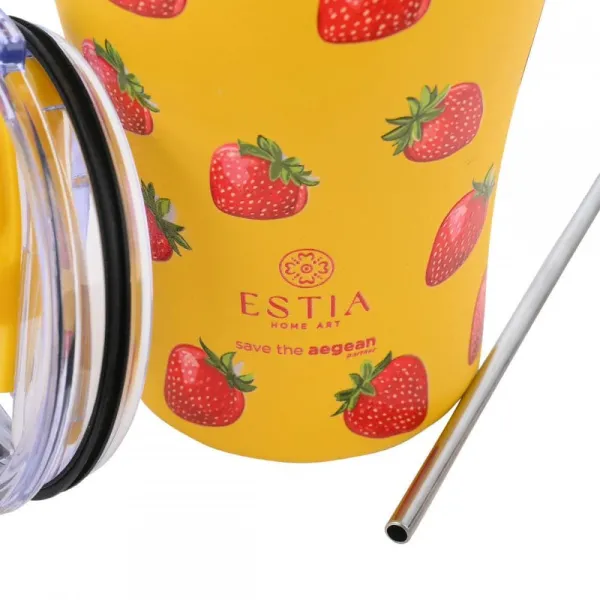 ποτήρι θερμός estia coffee mug save the aegean 350ml berry bright - Estia