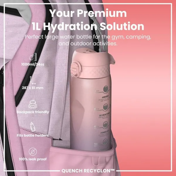 παγούρι ion8 1000ml motivator pink purple - Ion8