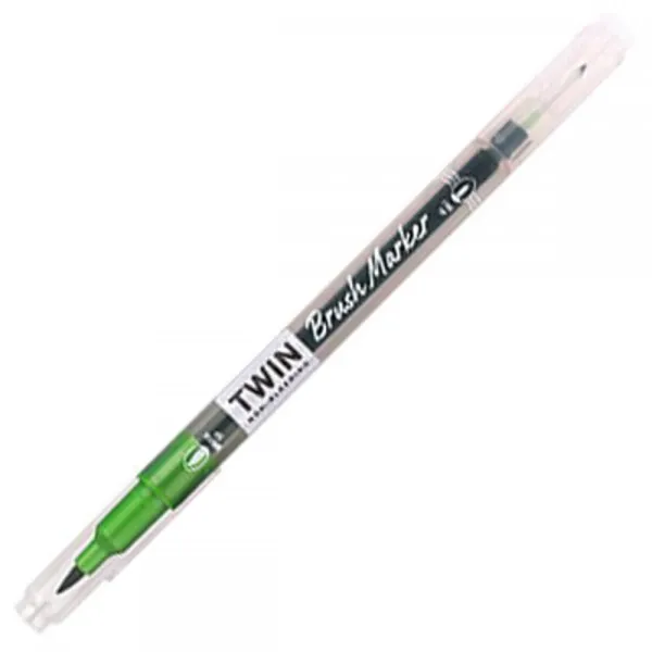 Μαρκαδόρος writech twin marker brush & fineliner water based w2001 dark green - Writech