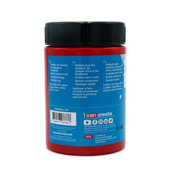Ακρυλικό χρώμα mont marte 300ml studio acrylic brilliant red - Mont marte