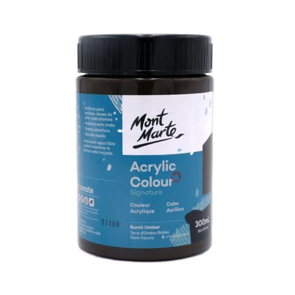 Ακρυλικό χρώμα mont marte 300ml studio acrylic burnt umber - Mont marte