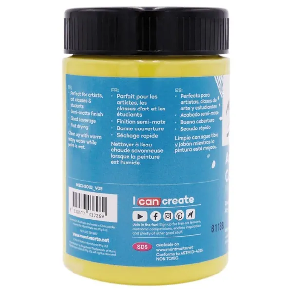 Ακρυλικό χρώμα mont marte 300ml studio acrylic lemon yellow - Mont marte