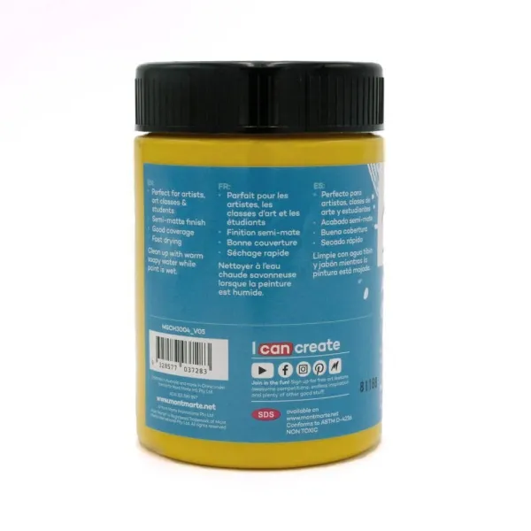 Ακρυλικό χρώμα mont marte 300ml studio acrylic medium yellow - Mont marte
