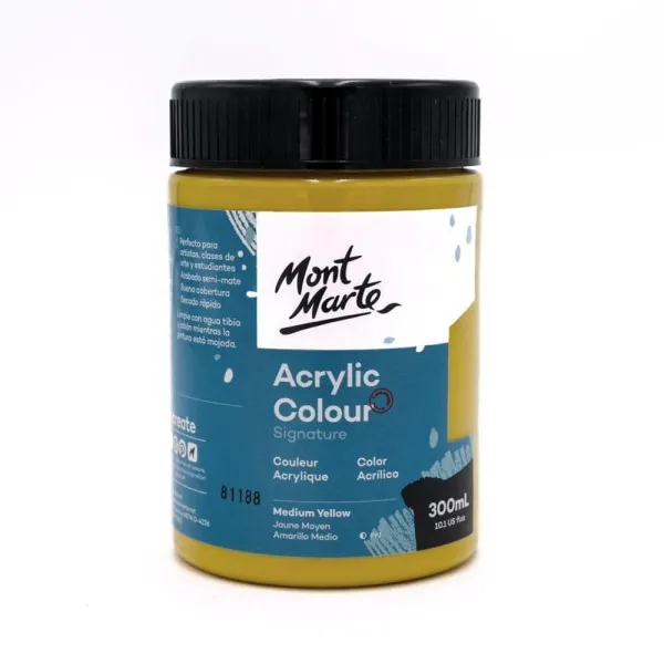 Ακρυλικό χρώμα mont marte 300ml studio acrylic medium yellow - Mont marte