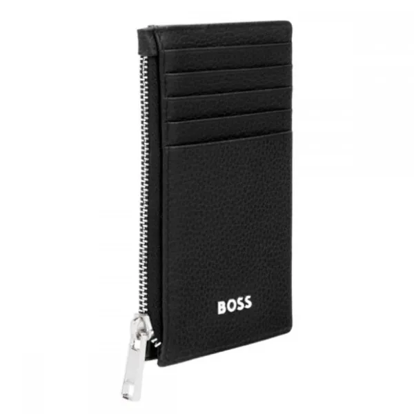 Καρτοθήκη δερμάτινη hugo boss zip classic grained black - Hugo boss