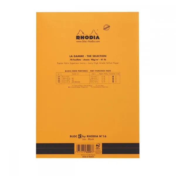 Μπλοκ rhodia a5 ivory λευκό 90gr 70 φύλλα πορτοκαλί εξώφυλλο - Rhodia