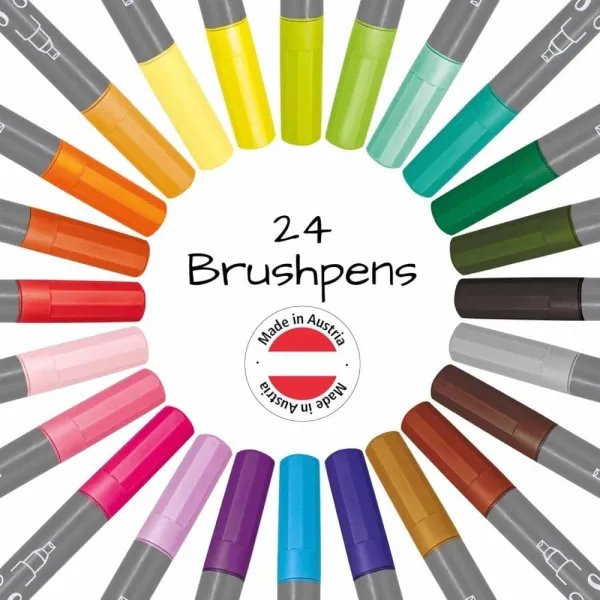 σετ μαρκαδόροι καλλιγραφίας brushpen online 2mm 24 xρώματα σε roll pouch - Online