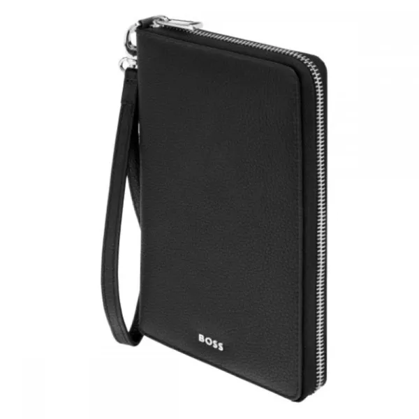 πορτοφόλι δερμάτινο hugo boss travel wallet classic grained black - Hugo boss
