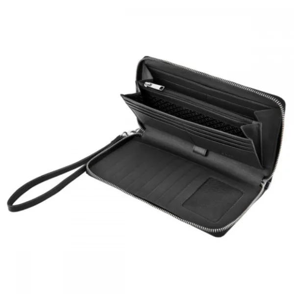 πορτοφόλι δερμάτινο hugo boss travel wallet classic grained black - Hugo boss