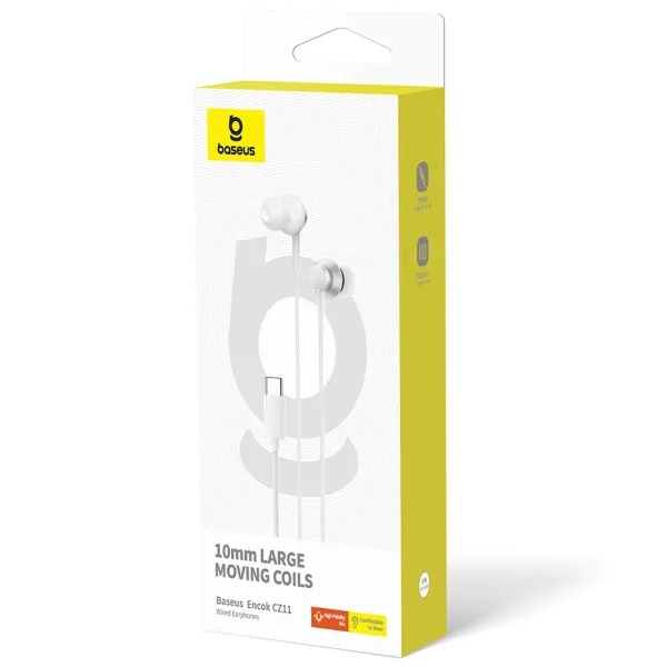 Ακουστικά baseus wired earphones encok cz11 type-c in ear moon white - Baseus