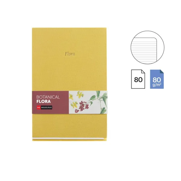 σημειωματάριο miquelrius α5 80gr 80 φύλλα ριγέ botanical flora mustard - Miquelrius