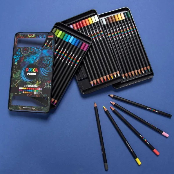 Ξυλομπογιές uni posca 36 τεμάχια σε μεταλλική κασετίνα - Uni