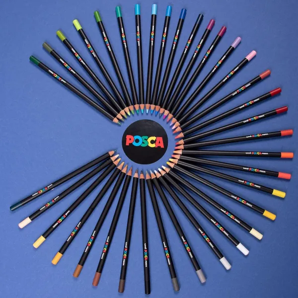 Ξυλομπογιές uni posca 36 τεμάχια σε μεταλλική κασετίνα - Uni