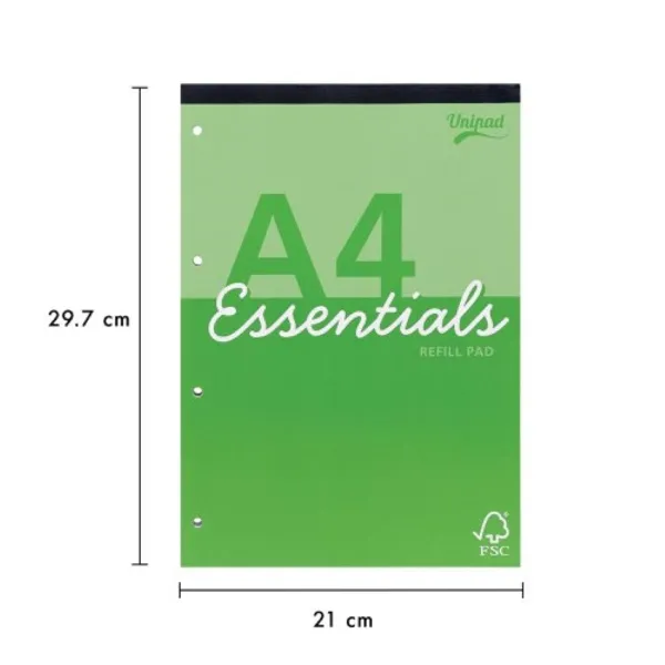 Μπλοκ unipad α4 essentials με 4 τρύπες 80 φύλλα - Pukka pad