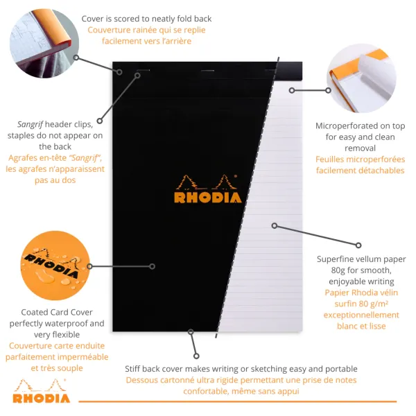 Μπλοκ rhodia 10x15cm ριγέ 80 φύλλα - Rhodia