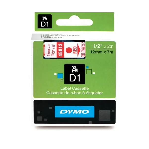 Κασέτα ετικετογράφου dymo d1 45012 12mmx7m  red on transparent - Dymo