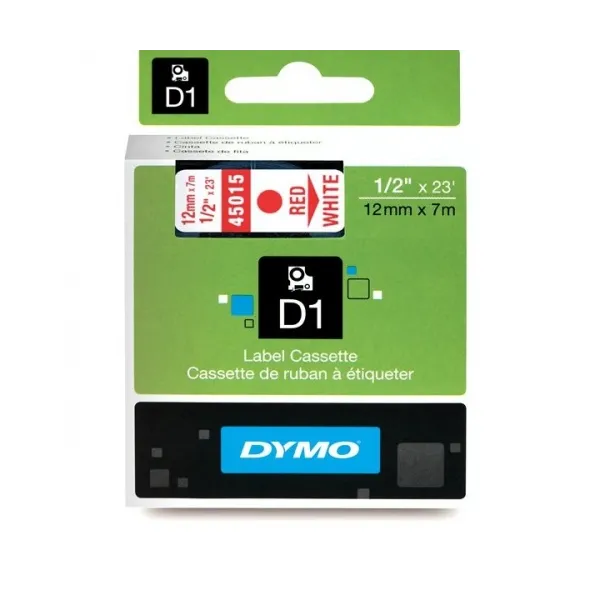 Κασέτα ετικετογράφου dymo d1 45015 12mmx7m  red on white - Dymo