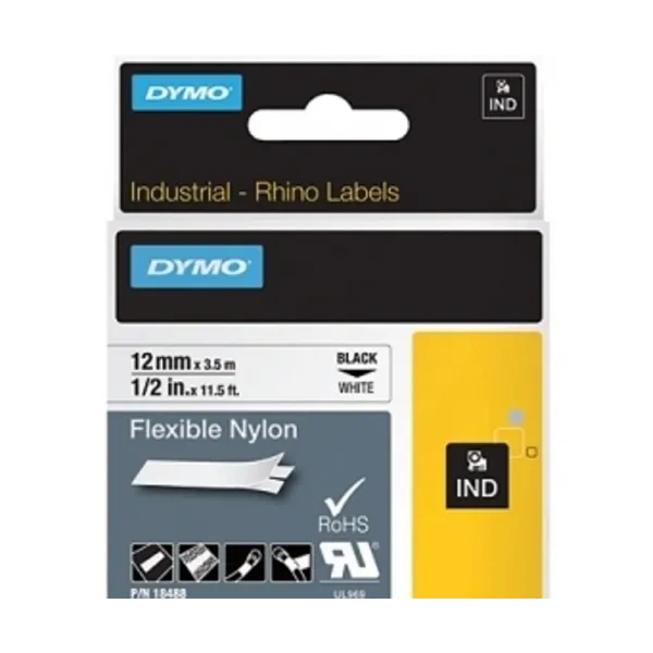 Κασέτα ετικετογράφου dymo rhino 12mmx3.5m flex.nylon tape white - Dymo