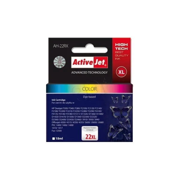 Μελάνι acj για hp c9352 νo 22xl tri-color 18ml - Active jet hp