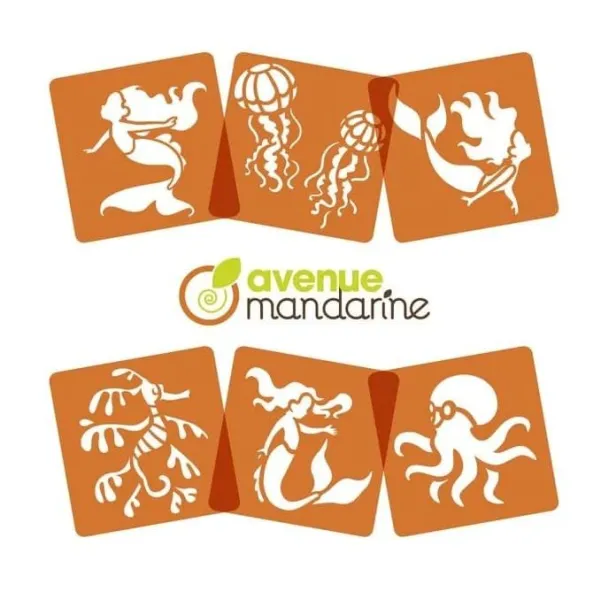 στένσιλ mandarine mermaids 15x15εκ. 6 σχέδια - Mandarine
