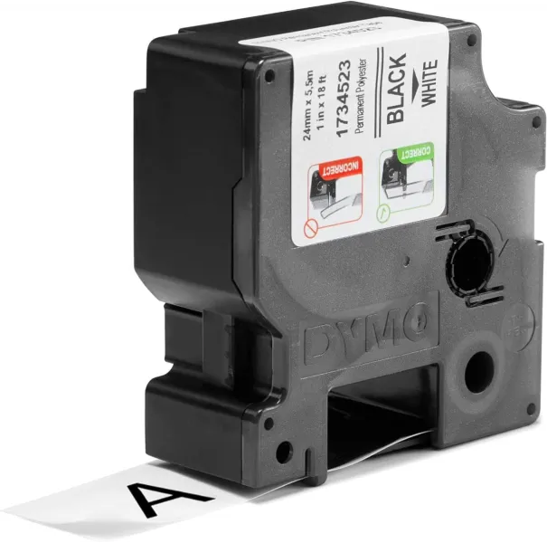 Κασέτα ετικετογράφου dymo rhino 24mmx5.5m 1734523 permanent polyester black on white - Dymo