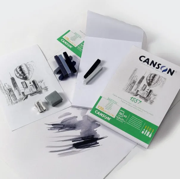 Μπλοκ canson sketch extra white 1557 a5 σπιράλ 120gr. 50 φύλλα - Canson
