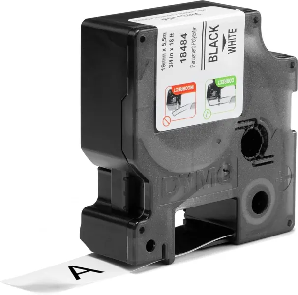 Κασέτα ετικετογράφου dymo rhino 19mmx5.5m d18484 permanent polyester black on white - Dymo