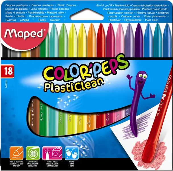 Κηρομπογιές maped plasticlean 18 χρώματα - Maped