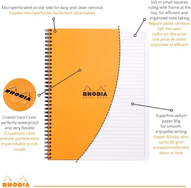 τετράδιο σπιράλ rhodia ριγέ α5 80 φύλλα 16x21cm - Rhodia