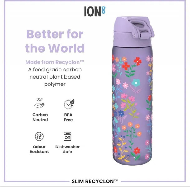 παγούρι ion8 slim 500ml lilac flowers - Ion8