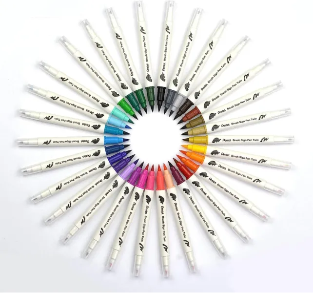 Μαρκαδόροι pentel arts brush sign pen twin σετ 30 χρώματα - Pentel
