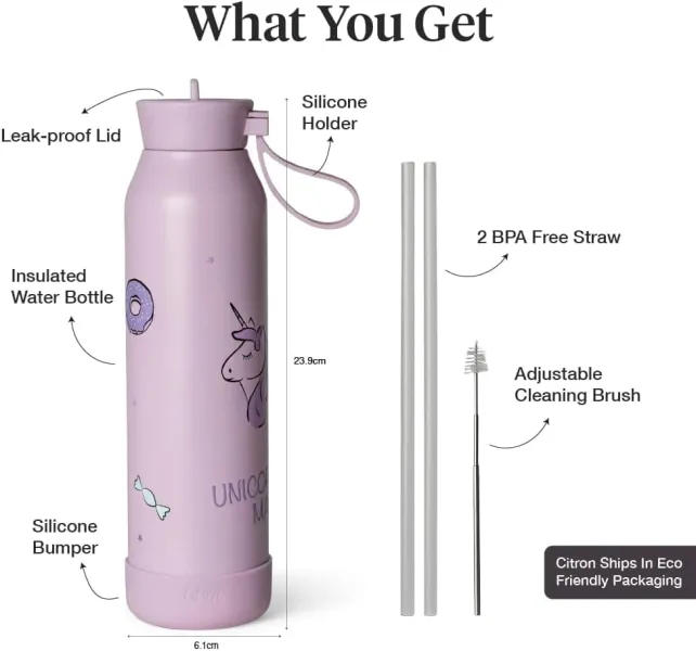 Θερμός citron small water bottle stormy unicorn 500ml - Citron