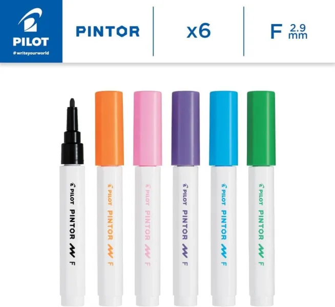 σετ ακρυλικών μαρκαδόρων pilot pintor creative fine fun set 6 τεμαχίων - Pilot