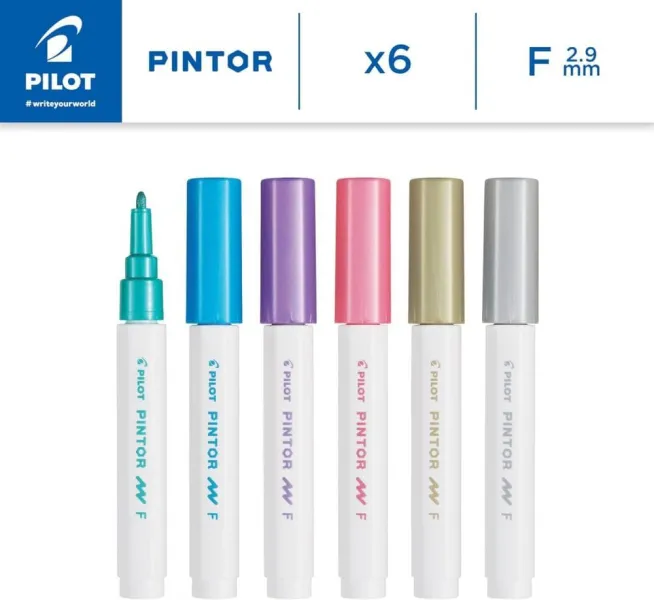 σετ ακρυλικών μαρκαδόρων pilot pintor metal fine 6 τεμαχίων - Pilot