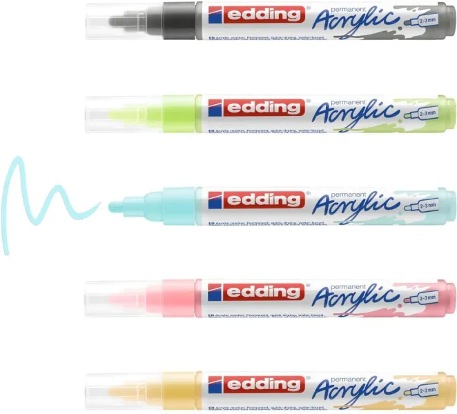 σετ μαρκαδόροι edding acrylic permanent 5100 pastel 5 τεμάχια - Edding
