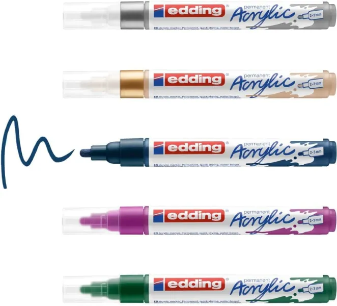 σετ μαρκαδόροι edding acrylic permanent 5100 festive 5 τεμάχια - Edding