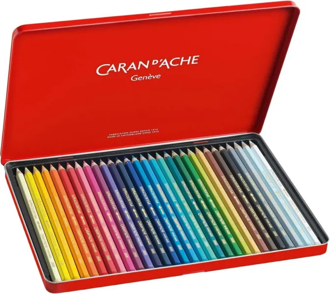 Ξυλομπογιές ακουαρέλας caran d'ache supracolor μεταλλικό κουτί 30 χρώματα φ3.8mm - Caran d'ache