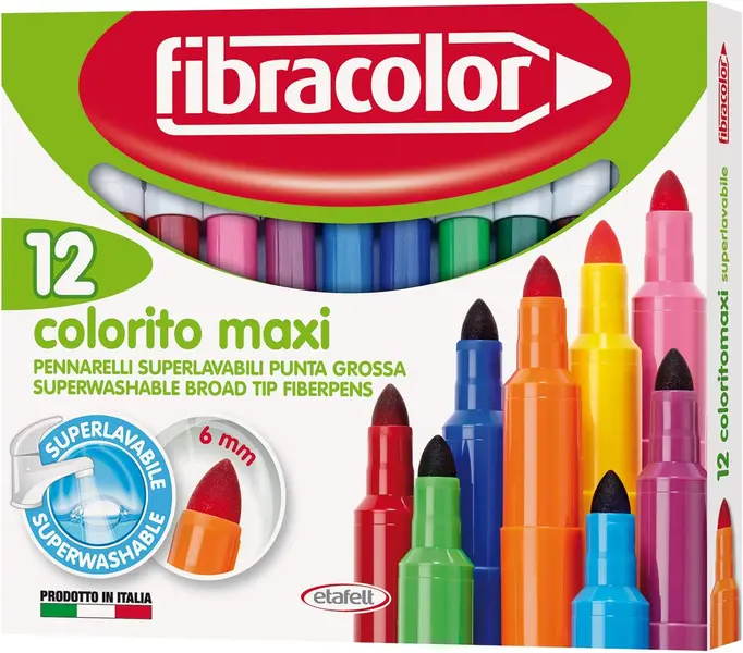 Μαρκαδόροι fibracolor colorito maxi superwashable 12τεμ. - Fibracolor