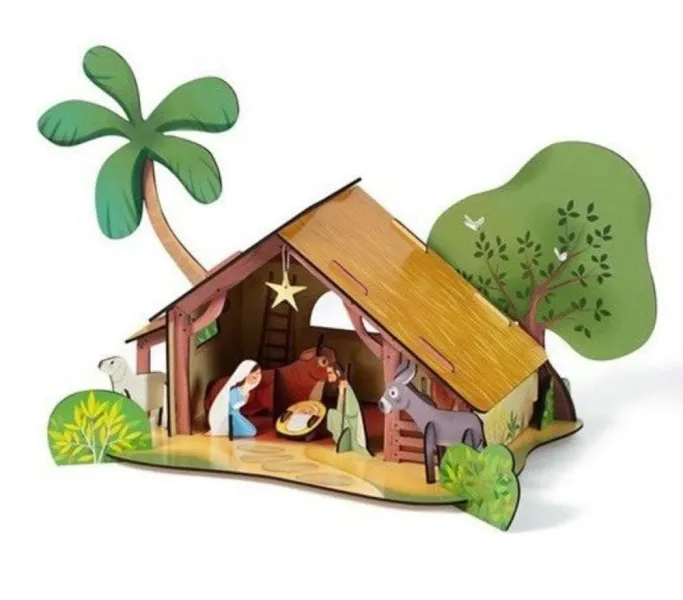 χριστουγεννιάτικη κατασκευή φάτνη puzzle decor mandarine nativity scene 4+ - Mandarine