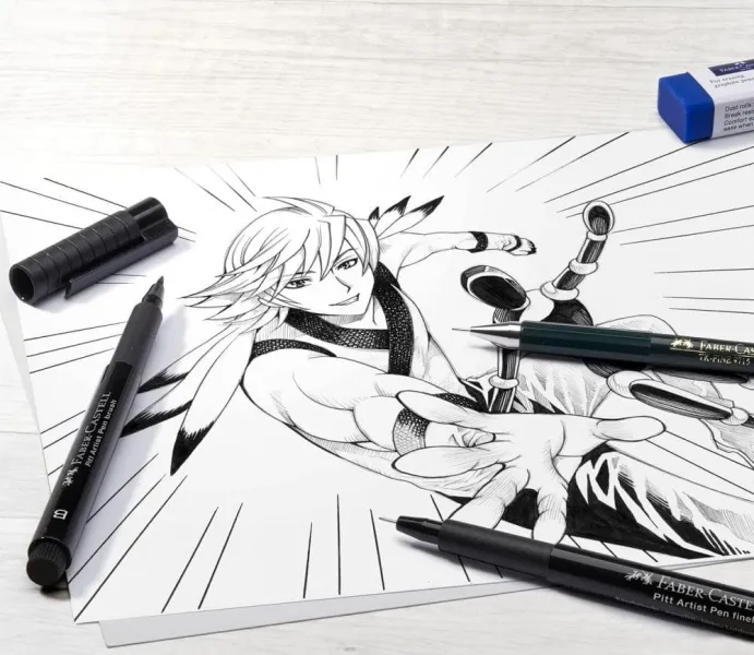 Μαρκαδόροι faber castell pitt manga black set 4 τεμάχια - Faber castell