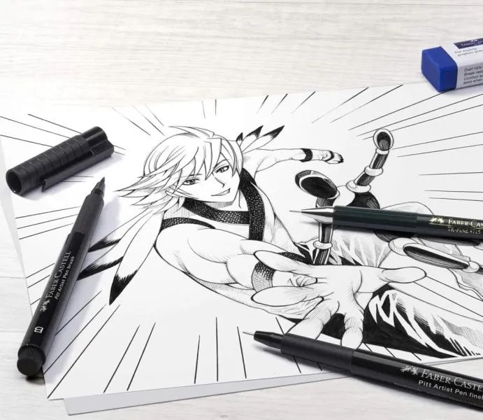 Μαρκαδόροι faber castell pitt manga black set 4 τεμάχια - Faber castell