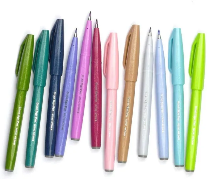 Μαρκαδόρος pentel πινέλο brush sign pen blue black - Pentel