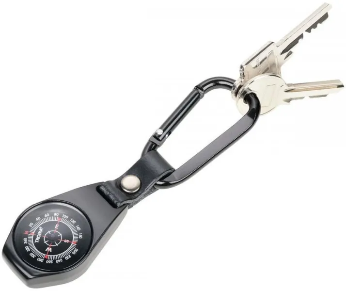 Mπρελόκ troika compass carabiner hook leather loop - Troika