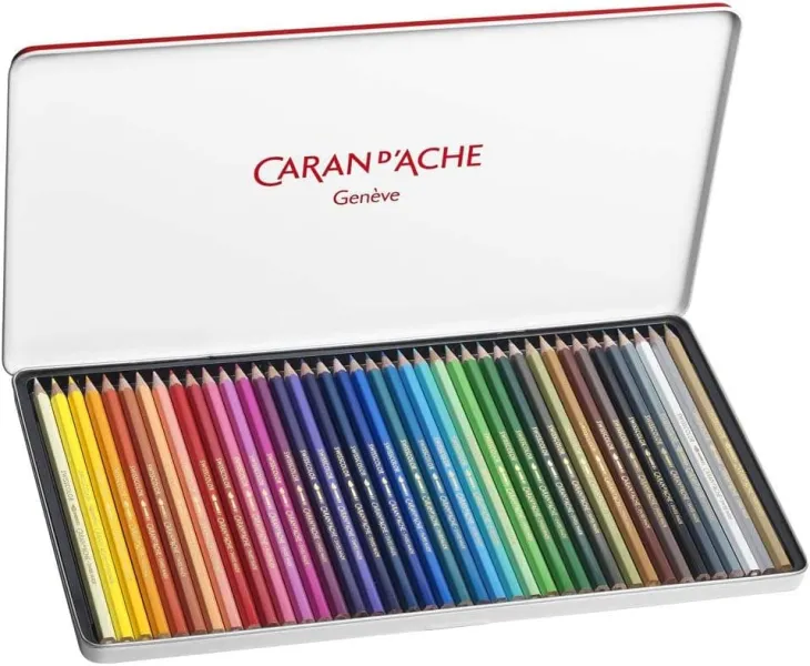 Ξυλομπογιές υδατοδιαλυτές caran d'ache swisscolor μεταλλικό κουτί 40 χρώματα - Caran d'ache
