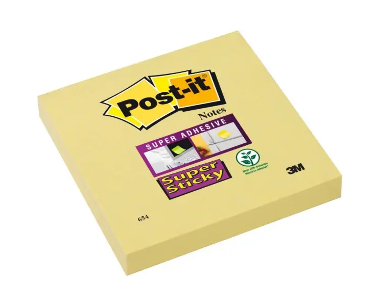 Αυτοκόλλητα χαρτάκια post-it 3m 76x76mm supersticky κίτρινα - 3m