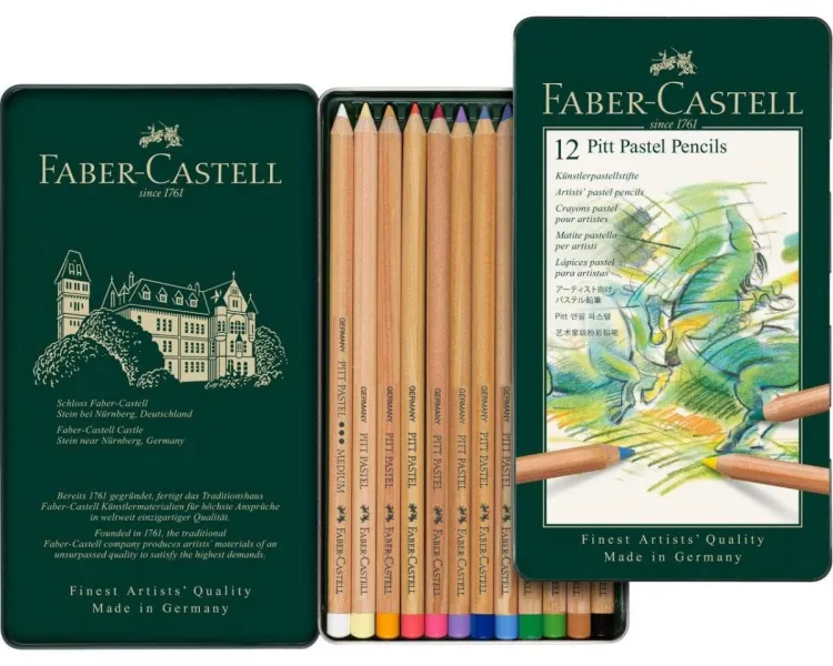 Ξυλομπογιές σε μεταλλική κασετίνα faber castell pitt pastel 12 τεμάχια - Faber castell