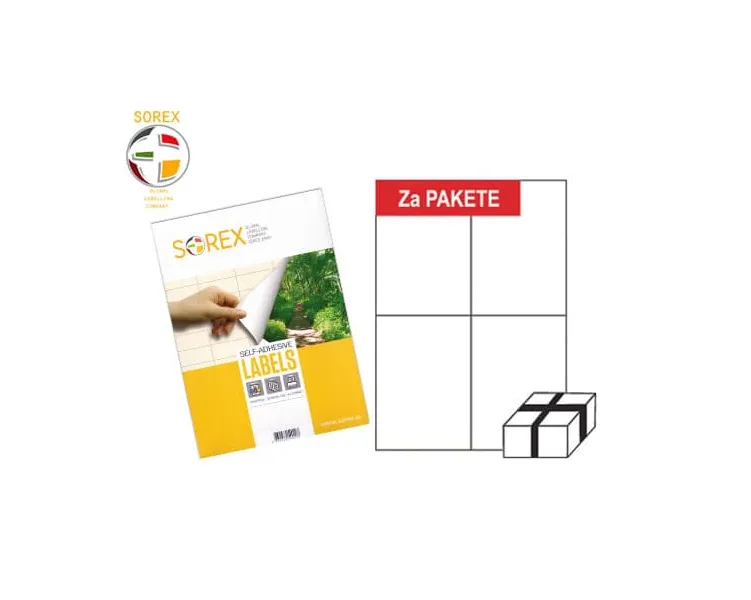 Ετικέτες sorex α4 105x148mm 4/φ. πακέτο 100 φύλλα - Sorex