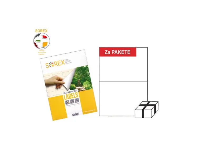 Ετικέτες sorex α4 210x148mm 2/φ. πακέτο 100 φύλλα - Sorex